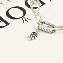 картинка Шарм серебреный для браслета с Фианитом, малиновый от магазина Wolves