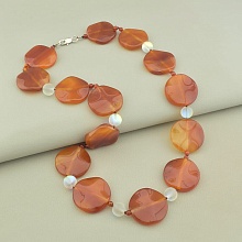 картинка Бусы 'SUNSTONES' Сердолик Опаловое стекло 60 см от магазина Wolves