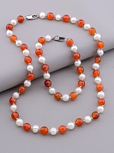 картинка Бусы+Браслет Сердолик Жемчуг 45 см от магазина Wolves