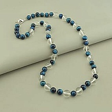 картинка Бусы 'SUNSTONES' Горный хрусталь Кошачий глаз 58 см от магазина Wolves