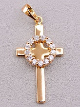 картинка Крестик 'XUPING' Фианит  (позолота 18к) от магазина Wolves