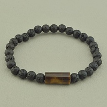 картинка Браслет из лавы, черные на резинке 'SUNSTONES' 19 см от магазина Wolves