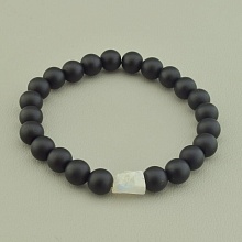 картинка Браслет на резинке из шунгита и лунного камня от магазина Wolves