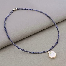 картинка Подвеска 'SUNSTONES' Сапфир Жемчуг 38 см от магазина Wolves