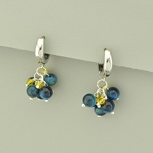 картинка Серьги медные, с Кошачьим глазом, синие 'SUNSTONES' от магазина Wolves