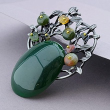 картинка Брошь зеленая, гипоаллергенная с хризопразом от магазина Wolves