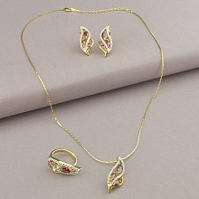 картинка Набор Подвеска+Кольцо+Серьги 'Winniana' Фианит 45 см (позолота 18к) от магазина Wolves