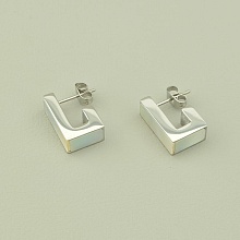 картинка Серьги 'Stainless Steel' Перламутр (родий) от магазина Wolves