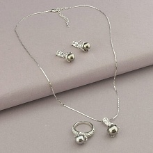 картинка Набор Подвеска+Кольцо+Серьги 'Winniana' Фианит 45 см (родий) от магазина Wolves