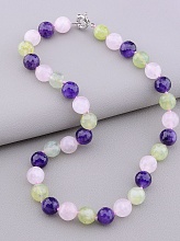 картинка Бусы Аметист Пренит Розовый кварц 45 см от магазина Wolves