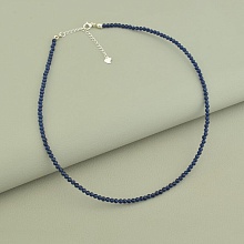 картинка Подвеска серебряная с шпинелем, синяя на карабине 'SUNSTONES' 40 см от магазина Wolves