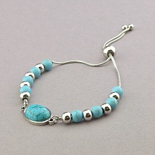 картинка Браслет 'Stainless Steel' Бирюза Медицинская сталь 316L 17 см от магазина Wolves