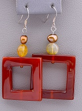 картинка Серьги Сердолик Цитрин Жемчуг от магазина Wolves