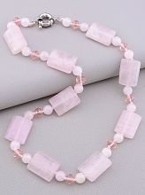 картинка Бусы Розовый кварц Чешский хрусталь 50 см от магазина Wolves