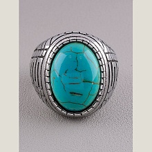 картинка Кольцо 'Stainless Steel' Бирюза Медицинская сталь 316L от магазина Wolves