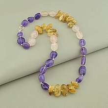 картинка Бусы 'SUNSTONES' Цитрин Розовый кварц Аметист 57 см от магазина Wolves