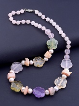 картинка Бусы Розовый кварц Пренит Жемчуг 48 см от магазина Wolves