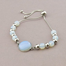 картинка Браслет 'Stainless Steel' Лунный камень Медицинская сталь 316L 17 см от магазина Wolves