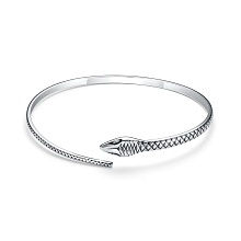 картинка Браслет Жесткая змейка посеребренная с оксидированием  от магазина Wolves