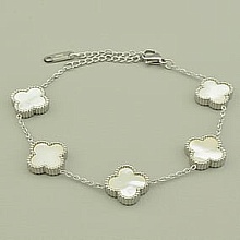 картинка Браслет 'Stainless Steel' Перламутр 17 см (родий) от магазина Wolves