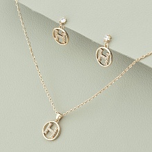 картинка Подвеска+Серьги 'Saiya' Фианит 40 см (позолота 18к (розовая)) от магазина Wolves