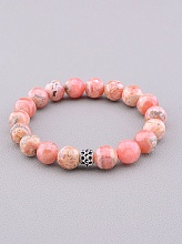 картинка Браслет из Родохрозита, розовый, на резинке 'SUNSTONES' 18 см от магазина Wolves