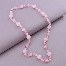 картинка Бусы 'SUNSTONES' Розовый кварц Чешский хрусталь 58 см от магазина Wolves