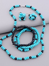 картинка Бусы+Браслет+Серьги 'SUNSTONES' Бирюза Агат 48 см от магазина Wolves