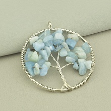 картинка Кулон Дерево Жизни с аквамарином 50x50 мм от магазина Wolves