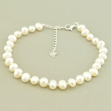 картинка Браслет 'SUNSTONES' Жемчуг Серебро(925) 19 см от магазина Wolves