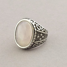 картинка Кольцо 'Stainless Steel' Розовый кварц Медицинская сталь 316L от магазина Wolves