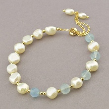 картинка Браслет 'Fashion' Жемчуг 17 см (позолота 18к) от магазина Wolves