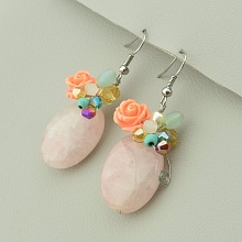 картинка Серьги 'Hand Made' Розовый кварц Бижутерный сплав от магазина Wolves