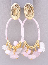 картинка Серьги 'Stainless Steel' Розовый кварц Чешский хрусталь от магазина Wolves