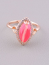 картинка Позолоченное кольцо с натуральными камнями фианитом и сардониксом от магазина Wolves