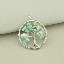 картинка Кулон Дерево Жизни с амазонитом 28x28 мм от магазина Wolves
