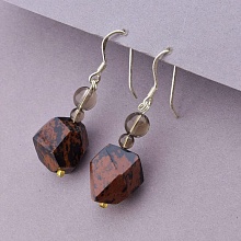 картинка Серьги Обсидиан Раухтопаз от магазина Wolves