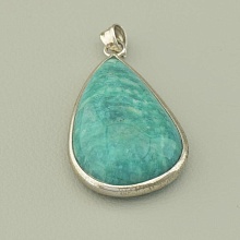 картинка Кулон с амазонитом в форме капли в оправе 38x22 мм от магазина Wolves