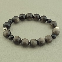 картинка Браслет на резинке из обсидиана и агата от магазина Wolves