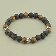 картинка Браслет 'SUNSTONES' Тигровый глаз Лава Шунгит 17 см от магазина Wolves