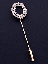 картинка Брошь 'FJ' Фианит (позолота 18к) от магазина Wolves