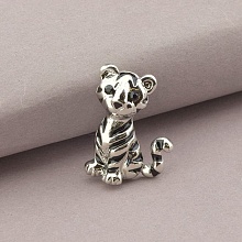 картинка Брошь из бижутерного сплава с Фианитом, Эмалью, черная, на булавке 107466 от магазина Wolves