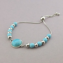 картинка Браслет 'Stainless Steel' Бирюза Медицинская сталь 316L 17 см от магазина Wolves