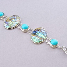 картинка Браслет на замке из галиотиса и бирюзы от магазина Wolves