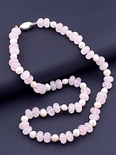 картинка Бусы 'SUNSTONES' Розовый кварц Жемчуг 50 см от магазина Wolves