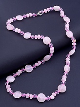 картинка Бусы 'SUNSTONES' Розовый кварц Чешский хрусталь 55 см от магазина Wolves