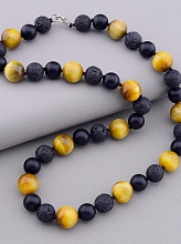 картинка Бусы 'SUNSTONES' Кошачий глаз Лава Шунгит 50 см от магазина Wolves