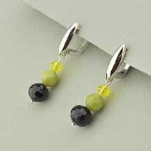 картинка Серьги 'SUNSTONES' камень Жадеит Чешский хрусталь от магазина Wolves