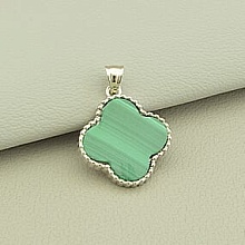 картинка Кулон Малахит 24х21мм (родий) от магазина Wolves