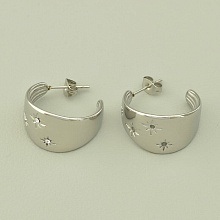 картинка Серьги 'Stainless Steel' Фианит (родий) от магазина Wolves